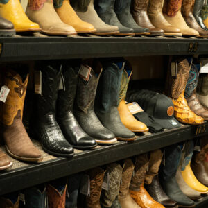 Cowboy boots liquidation pallet ready for wholesale freight shipping⁠
