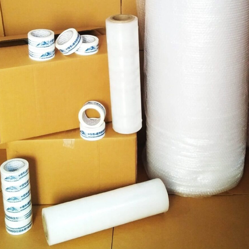 Bulk packaging material liquidation pallet ready for warehouse fulfillment