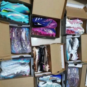 Wholesale liquidation soccer boots pallet filled with athletic cleats⁠