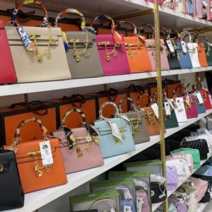 Handbags liquidation pallet prepared for B2B reseller freight shipping⁠